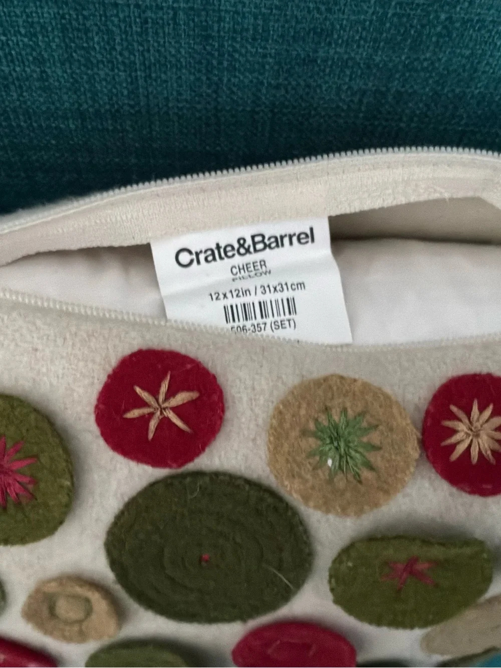 Crate&Barrel 12”x12” Wool 